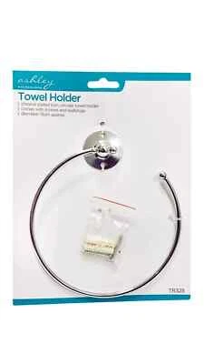 ASHLEY HOUSEWARES Chrome Towel Holder Circular Towel Ring Wall Mounted For Kitchen Bathroom Ashley