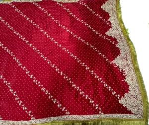 Sanskriti Vintage Indianer Rot Seide Dupatta Zardozi 94x45 - Bild 1 von 15