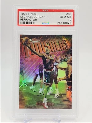 МАЙКЛ ДЖОРДАН 1997-98 TOPPS FINEST COMMON FINISHERS ПЕРЕЛИВАЮЩАЯСЯ КАРТОЧКА PSA 10 Q1496 - Изображение 1 из 2