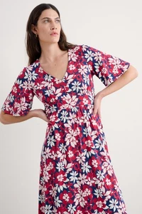 Seasalt Women's - red Chateaux Half Sleeve Maxi Dress - Petite - Seashore Floral - Picture 1 of 6