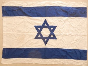 RARA BANDERA GRANDE COSIDA A MANO DE Israel temprana algodón años 50-60 de colección sionista 140x100 cm - Imagen 1 de 5