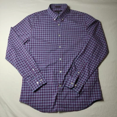 Banana Republic M Tech Stretch Cotton Slim Flex Fit Button Up Shirt Blue Red... - Image 1 of 4