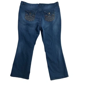 CODE BLEU Soho Bootcut Plus Size Jeans 22W, Embroidered Flap Pockets 32” Inseam - Picture 1 of 7