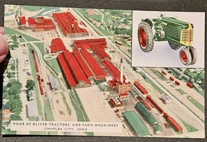 Vtg Orig Charles City Iowa Home of Oliver Tractors & Farm Machinery Postcard - Picture 1 of 5
