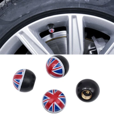 Cubierta de tapa de vástago de válvula de rueda de neumático de coche bola bandera roja Union Jack para MINI Cooper Foto 1 de 4