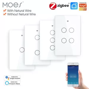 MOES ZigBee Smart Light Switch Wall Touch Glass Panel Alexa Google APP Control - Picture 1 of 22