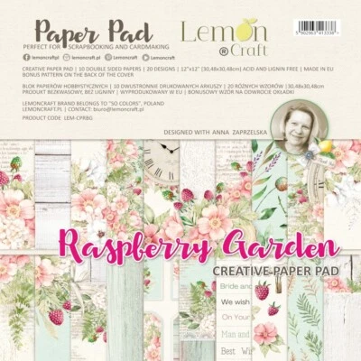 12 x 12, 10 sheets, Raspberry Garden, LemonCraft, Creative paper pad - Image 1 of 4