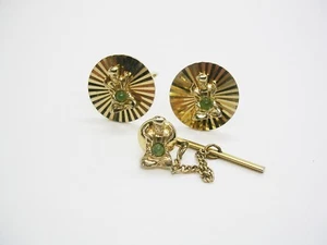 Vintage Swank Cufflinks Tie Tack Set Oriental Dynasty Series Konfuzius - Picture 1 of 3