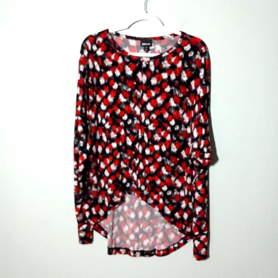 Top túnica Just Cavalli talla 42 IT / 6 EE. UU., blusa moderna relajada tejido negro rojo Foto 1 de 4