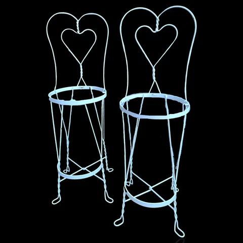 Heart TWISTED METAL WROUGHT IRON ICE CREAM PARLOR STOOLS BAR CHAIR Planter Patio Cover