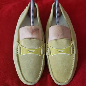 Tod's Suede Moccasin Driver Yellow Women Leather Shoes Size 37 - Picture 1 of 13