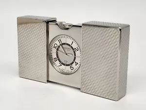 Asprey & Co. Silver Tone Chrome Travel Alarm Clock Swiss Art Deco Quartz - Picture 1 of 16