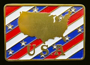 USA United States of America Brass Baron Vintage Belt Buckle - Picture 1 of 4