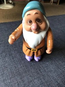 Vintage Sleepy Figurine 6.5” Tall Disney Snow White Moveable Arms Rubber - Picture 1 of 5