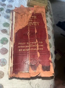 1915 Edition Health And Longevity Book Ok Shape Skulls Paper Flowers Doctor - Picture 1 of 16
