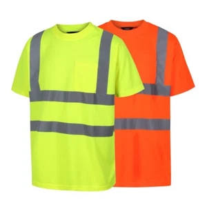 Hi Vis T-Shirt Breathable Yellow Orange Safety Highly Pocket Traega TTS11 - Picture 1 of 5