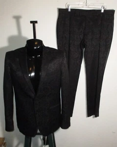 40R REACTION Kenneth Cole Brown Paisley 2 Pc Suit Men's Size 40R, 38X30 - Picture 1 of 10