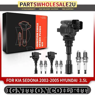 3x Ignition Coil + 6x Iridium Spark Plug Kit for Kia Sedona Hyundai XG300 XG350 — 第 1/4 张图片