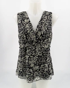 Blusa para mujer Banana Republic negra estampada sin mangas con corbata talla 6 - Imagen 1 de 6