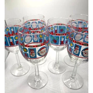 Juego de 6 copas de vino de Navidad colección Libbey Stemmed vintage “Sello postal” - Imagen 1 de 8