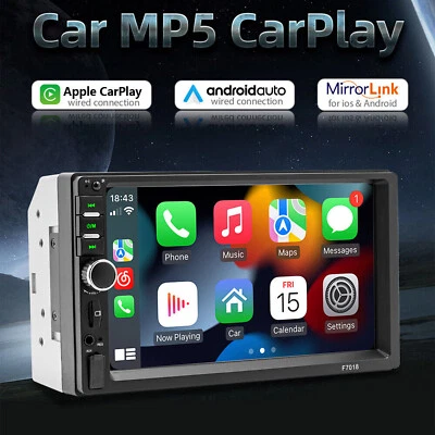 7in Carplay Car Radio Stereo Touch Screen Bluetooth Android Auto FM MP5 Player - Image 1 of 4
