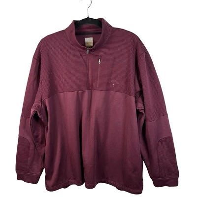 Suéter Pullover Callaway Para Hombres Golf 1/4 Cremallera Manga Larga Borgoña Talla XXL Foto 1 de 4