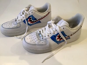 NIKE AIR FORCE 1 AF1 LOW TOP WHITE 315122-111 PAINTED MENS SNEAKERS SIZE 8 - Picture 1 of 12