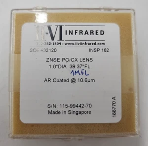 IIVI Infrared ZNSE PO/CX LENS 1.0"DIA AR Coated @ 10.6um - Picture 1 of 4