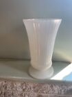 Vintage E.O. Brody M5000 Fluted Milk Glass Pedestal Vase With Scalloped Rim