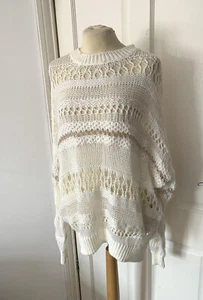 River Island Cream Crochet Long Sleeve Oversized Mohair Jumper BNWOT Med RRP £55 - Picture 1 of 10