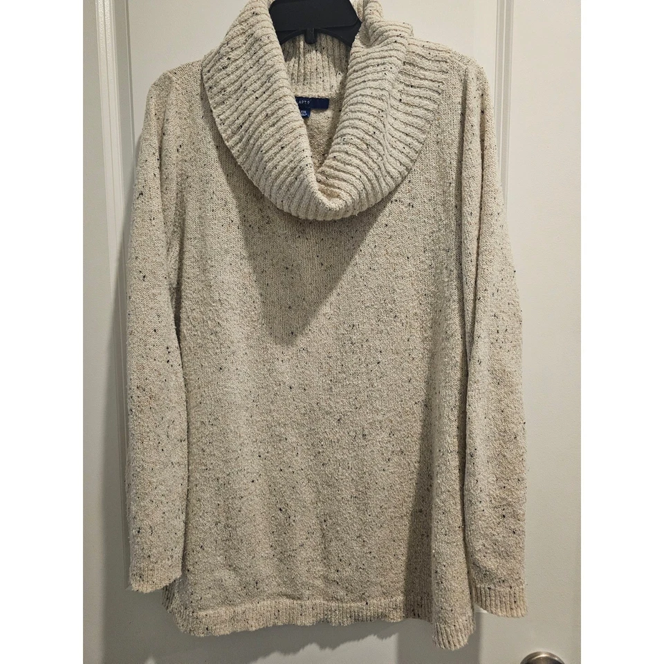 女式 XXL 斑点圆领长袖毛衣霜 Cabincore 舒适秋季 — 第 1/4 张图片