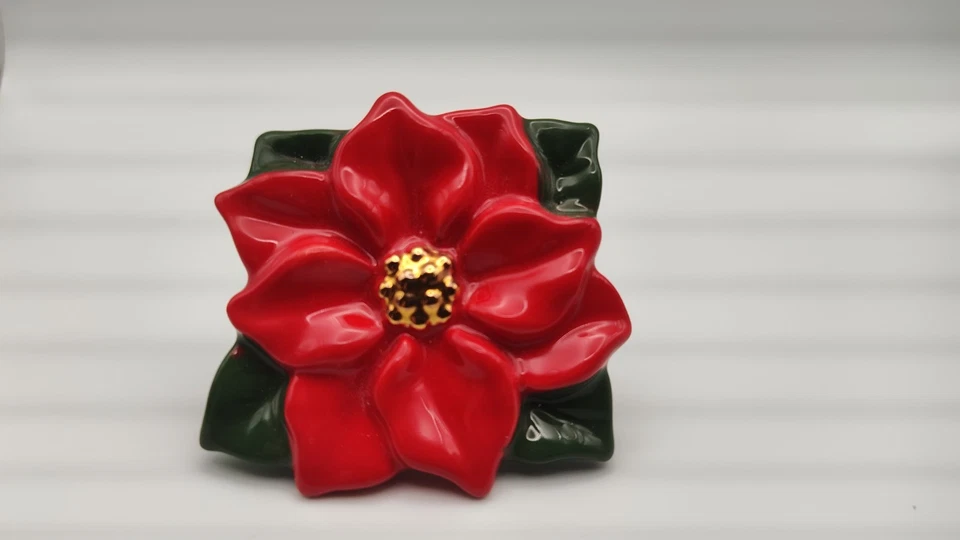 Mini plato Nora Fleming Poinsettia retirado encanto A170 Navidad vacaciones flor Foto 1 de 3
