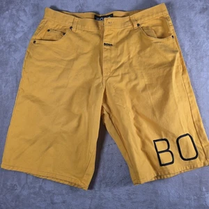 Vintage 90s BOSS Denim Streetwear Hip Hop Yellow Shorts Size 31 - Picture 1 of 11