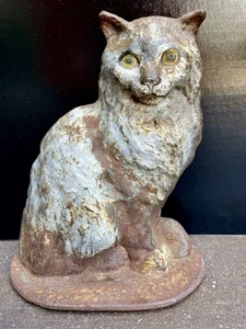 Cast Iron Cat Doorstop Antique Circa 1910-1930 Original Finish-NO PAINT - Picture 1 of 14