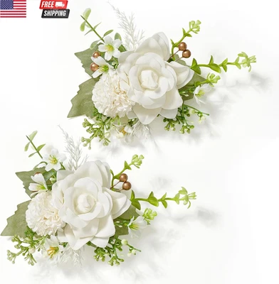 Conjunto de 2 Boutonniere Masculinas, 6-7 Polegadas Corsage Groom Groomsman Best Man Boutonnie - Imagem 1 de 4