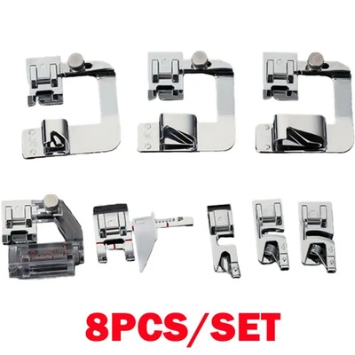 Juego de 8 piezas de pie prensatelas dobladillo enrollado compatible con Singer Brother Juki NUEVO Foto 1 de 4