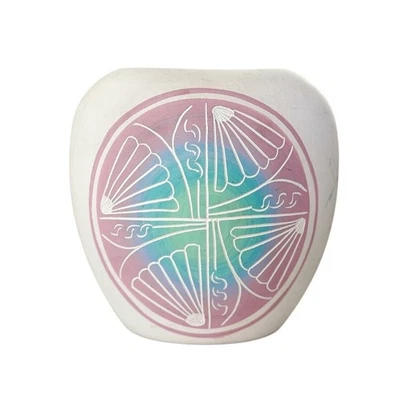 Jarrón de cerámica hecho a mano Navajo Southwestern abstracto pastel geométrico de colección Foto 1 de 4