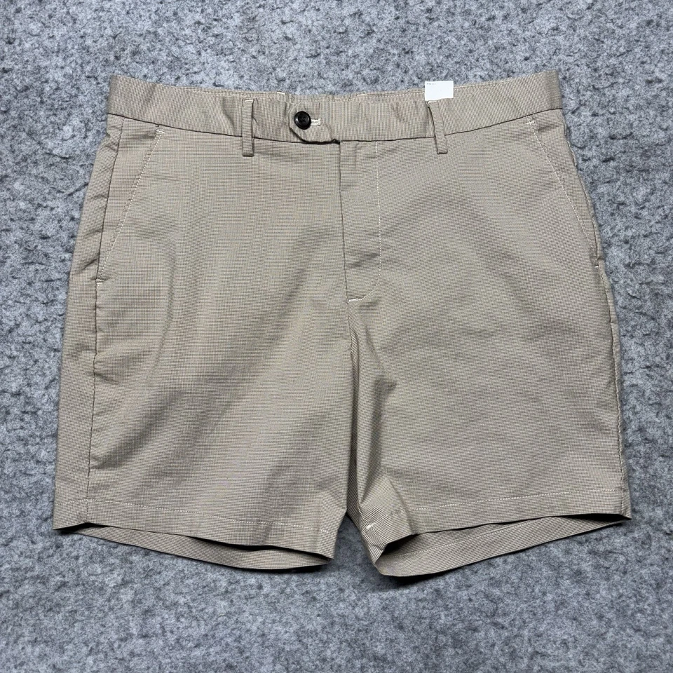 Шорты мужские Banana Republic Chino 34x7 бежевые маленькие клетчатые опрятные повседневные - Изображение 1 из 4