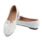  Damskie płaskie buty białe obcasy blokowe dla kobiet ślub ślubne koronka perłowy kwiat