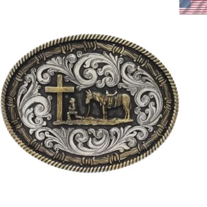 Classic Unisex Belt Buckle with Montana Armor for Cowboys and Fashion Lovers - Foto 1 di 2