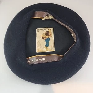 Vintage Exposition (Exposicion) Barett Wolle schwarz - Lederband - 53 cm - Bild 1 von 7