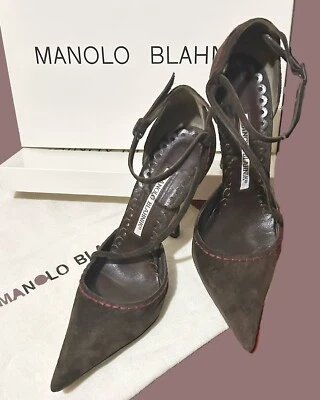 Vintage - Manolo Blahnik 2006 “Dolorida” Dark Brown Suede Stiletto Heels - 35 - Изображение 1 из 4