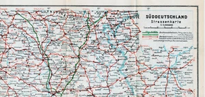 Nürnberg Bayreuth Bamberg Hof 1937 orig. Teil-Straßenkarte Reichsautobahn Plauen - Picture 1 of 1