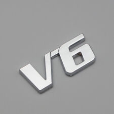 3D Silver Metal V6 Door Fender Car Emblem Chrome Rear Trunk Turbo Engine Badge