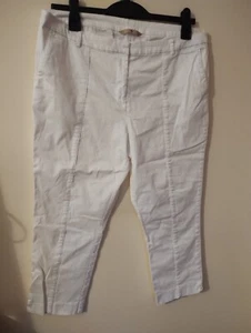 White Crop Chino Style Trousers Size 16 - Picture 1 of 5