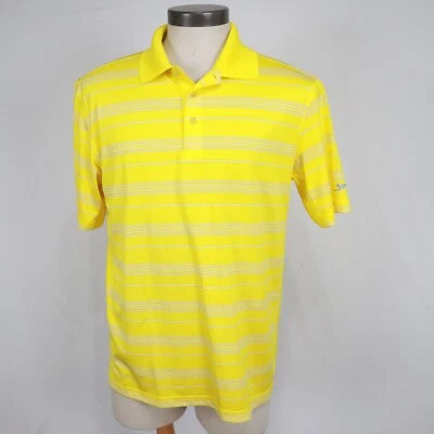 Slazenger Polo Shirt Mens Large Golf Performance Yellow Striped Short Sleeve - Imagem 1 de 4