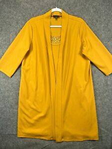 Violet B Jacket Dress Womens Large Mustard Yellow Jewel Short Half Sleeve Ladies