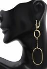 Real 14k Solid Yellow Gold Round & Paperclip Inspired Dangle Drop Earrings