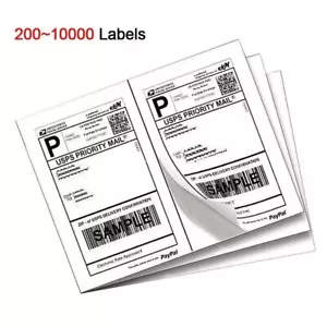 Pegatina autoadhesiva 200-10000 medias etiquetas de envío automático de 8,5"" x 5,5"" 2 por hoja - Imagen 1 de 20