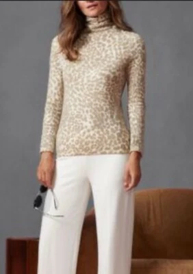 Cuello alto J McLaughlin 100 % cachemir estampado animal NUEVO $288 talla XS Foto 1 de 4